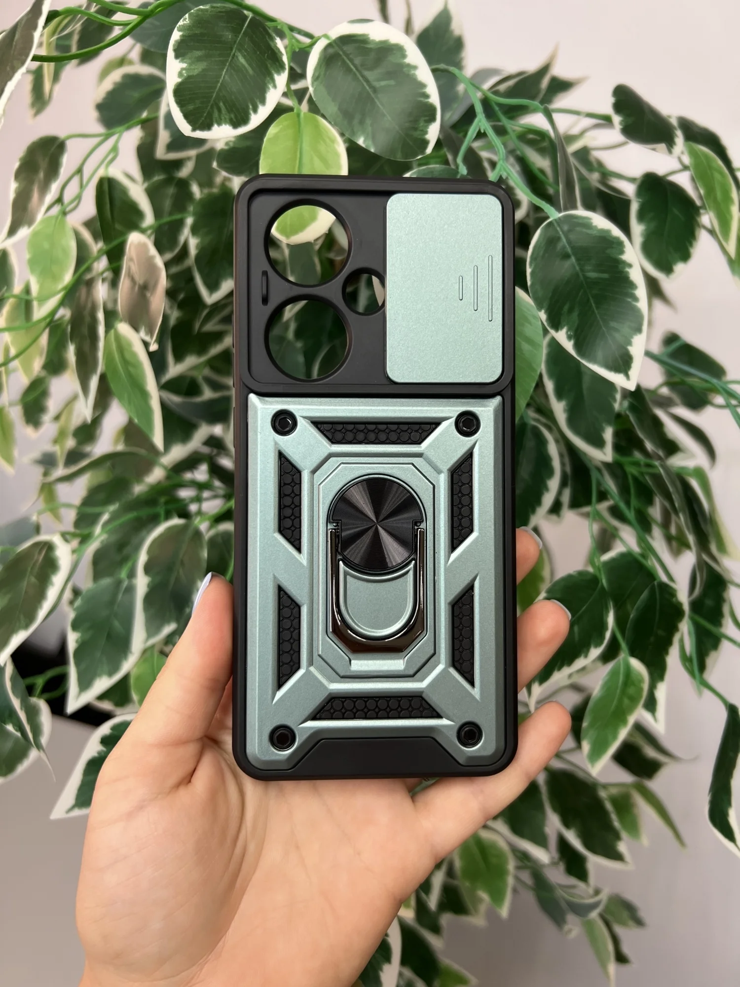 Зеленый чехол противоударный armors для Oppo Reno 11F / Оппо Рено 11Ф с защитой камеры
