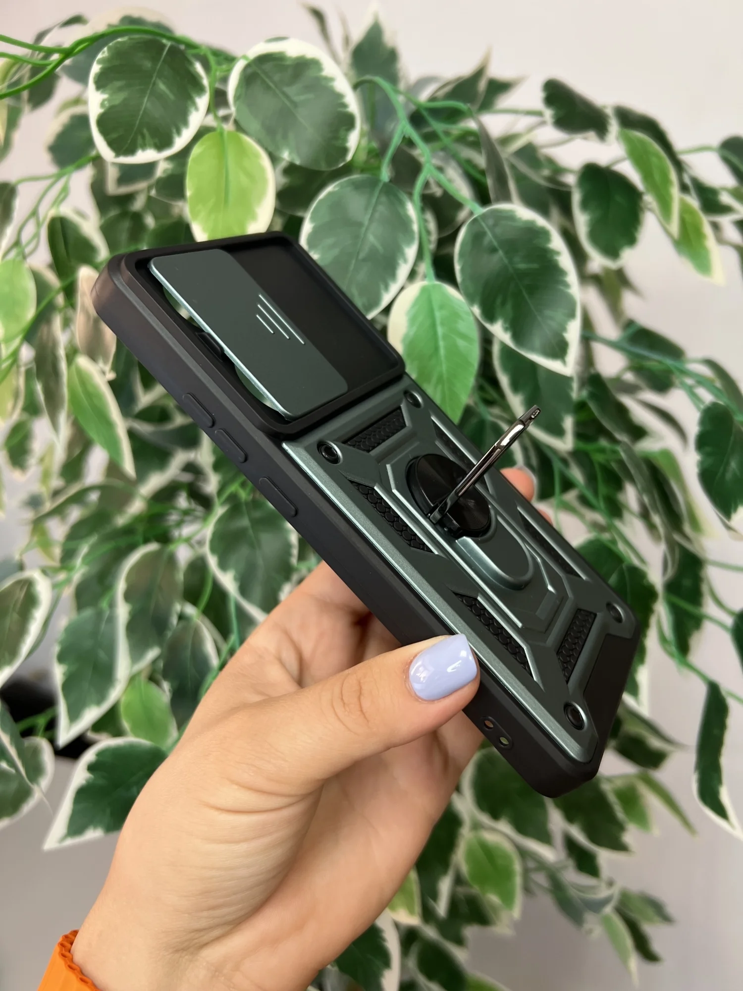 Зеленый чехол противоударный armors для Oppo Reno 11F / Оппо Рено 11Ф с защитой камеры
