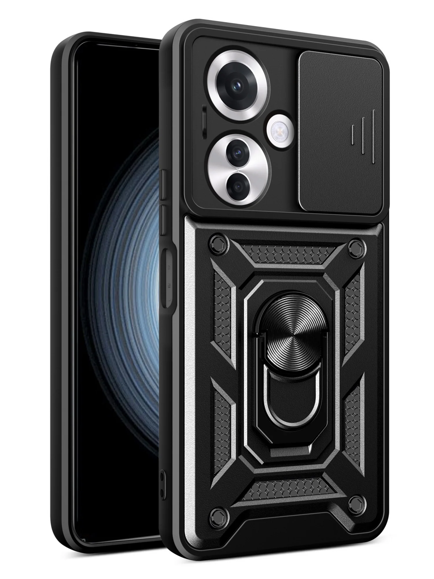 Черный чехол противоударный armors для Oppo Reno 11F / Оппо Рено 11Ф с защитой камеры
