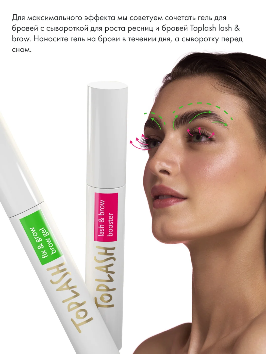 Сыворотка для роста ресниц, гель для бровей и косметичка Toplash. Набор Brow Set