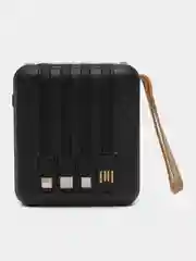 Угольный внешний аккумулятор с 4 встроенными кабелями, Lightning, Type-C, Power Bank, 10000 mAh