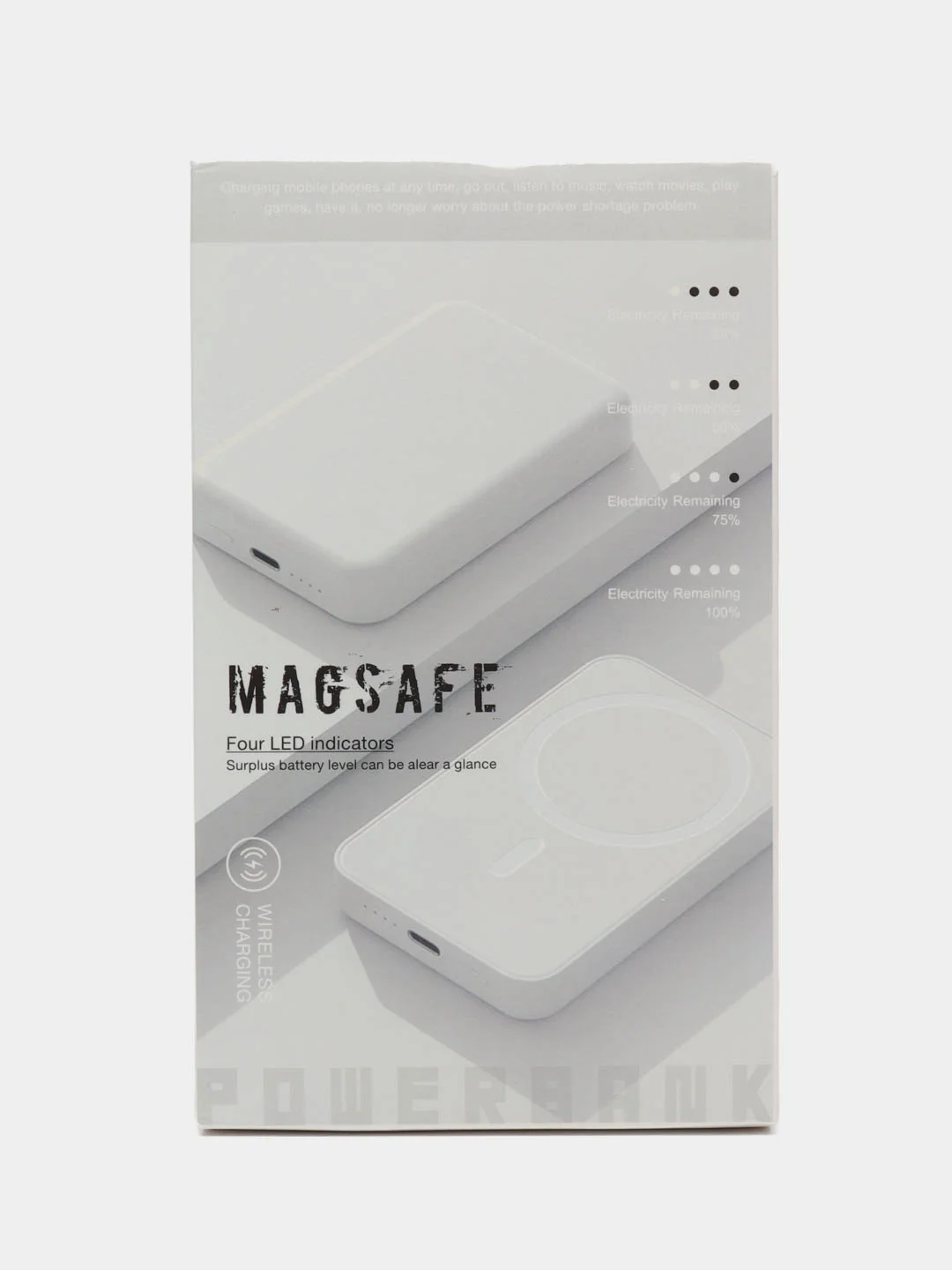 Белый беспроводная зарядка, повербанк, внешний аккумулятор, MagSafe, для iPhone 5000, 10000 mAh