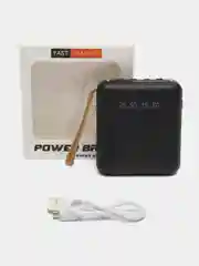 Угольный внешний аккумулятор с 4 встроенными кабелями, Lightning, Type-C, Power Bank, 10000 mAh