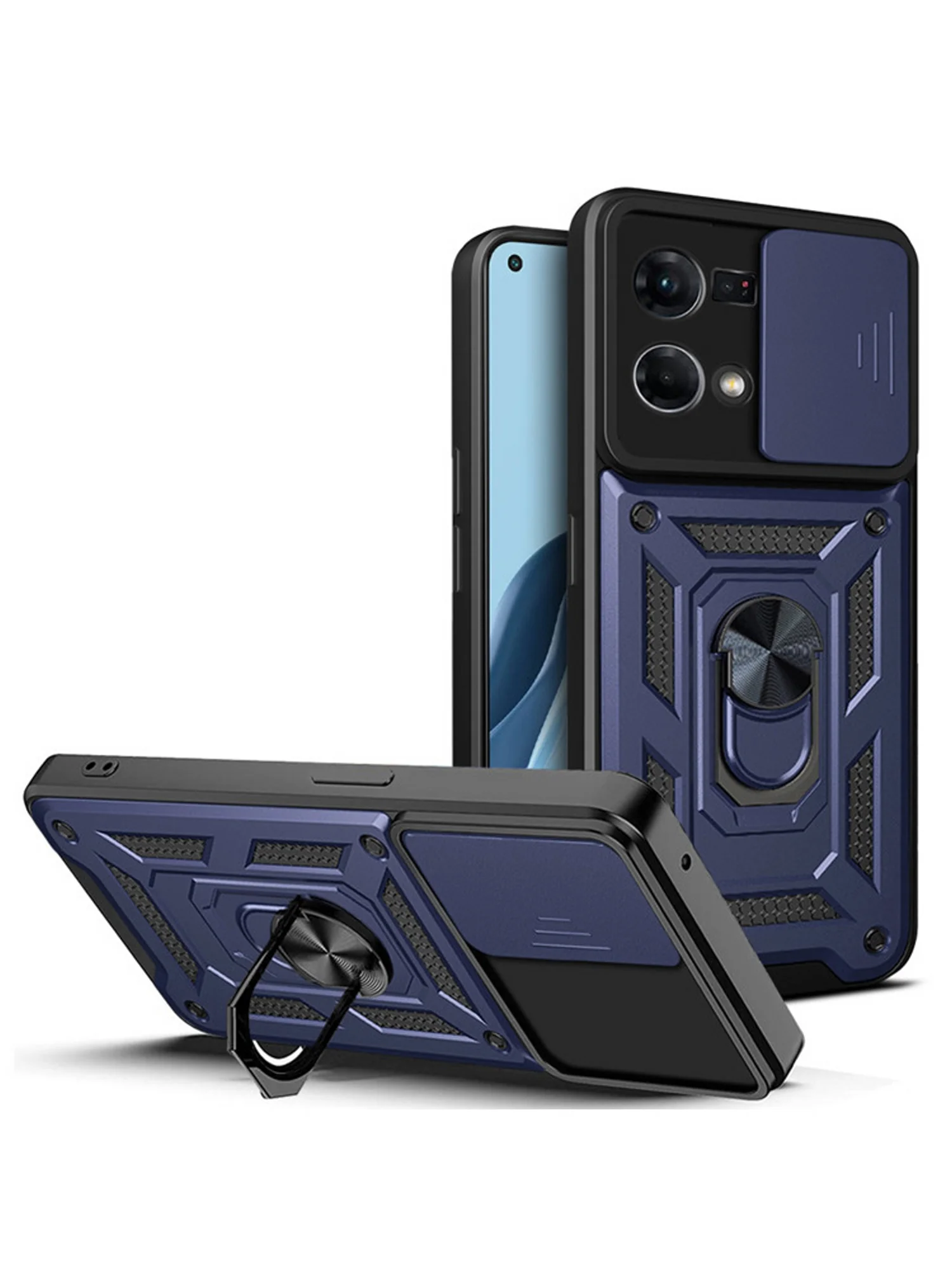 Серебряный чехол противоударный armors для Oppo Reno 7 4G / Рено 7 4G с защитой камеры