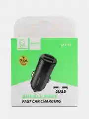 Черный автомобильное зарядное устройство 2 USB, 2,4А