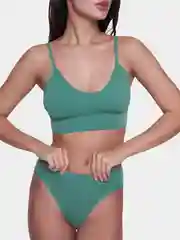 Зеленый комплект белья женский, бесшовный, спортивный с топом
