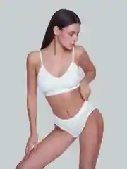 Белый комплект белья женский, бесшовный, спортивный с топом