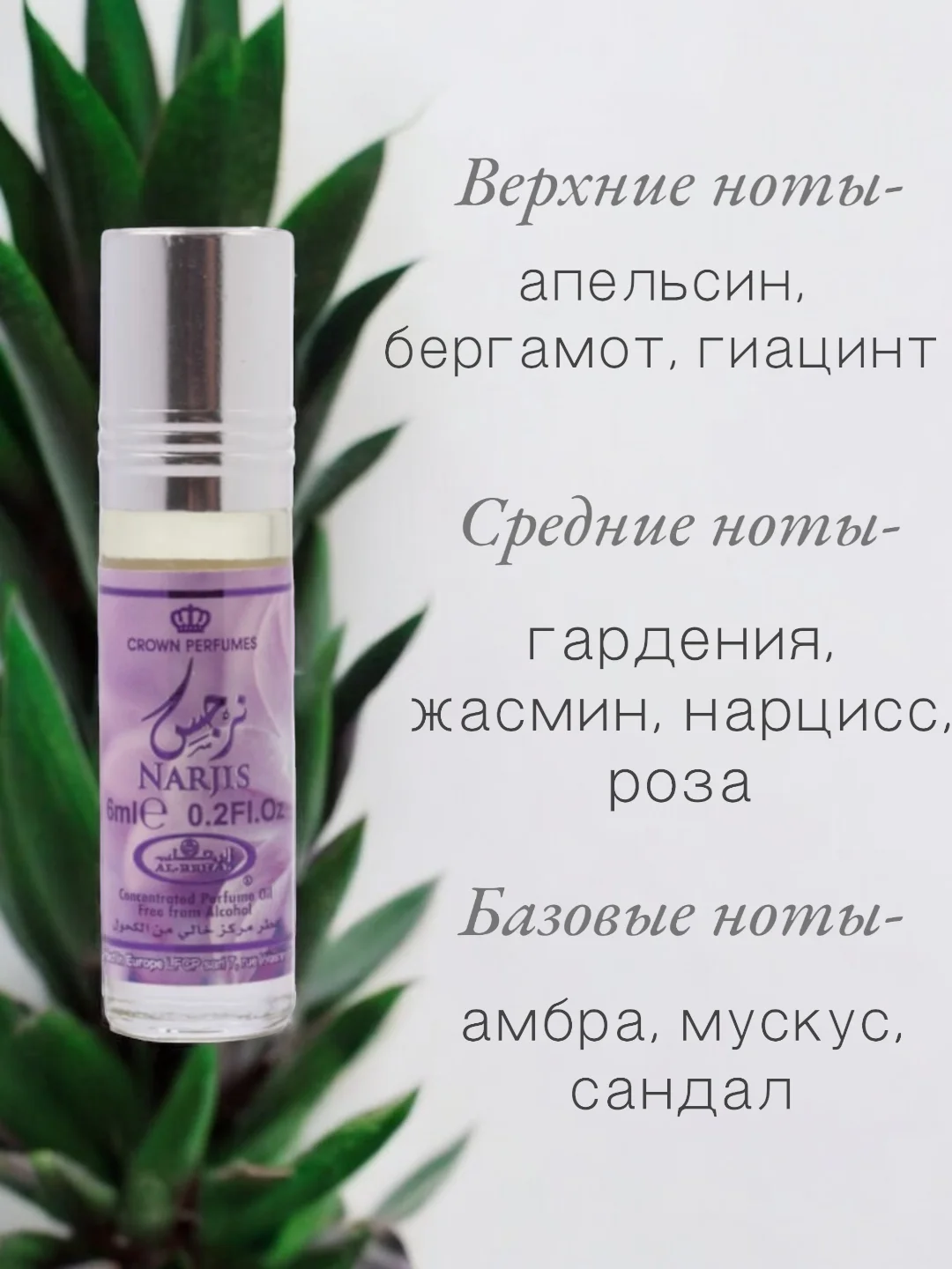 Арабские масляные концентрированные духи Al-Rehab, Narjis, женские, 6мл