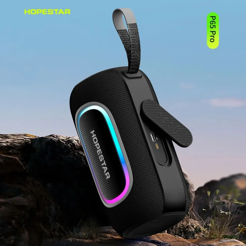 Оранжевый портативная Bluetooth колонка HOPESTAR P65Pro - 50W с RGB подсветкой, TWS,  Premium