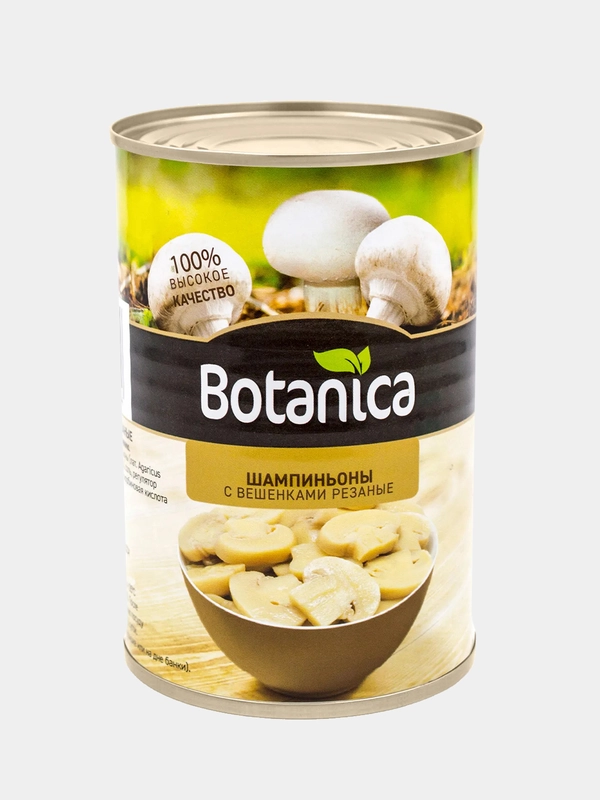 Грибы шампиньоны с вешенками резаные консервированные Botanica 425мл