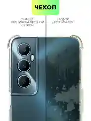 Прозрачный чехол для Realme C65 противоударный силиконовый BROSCORP прозрачный с защитой камер, углов