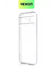 Прозрачный чехол для Google Pixel 8a силиконовый BROSCORP матовый/ прозрачный, бортик, защита камер