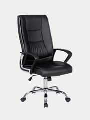 Кресло офисное BRABIX Forward EX-570, хром, экокожа, черное, 531837