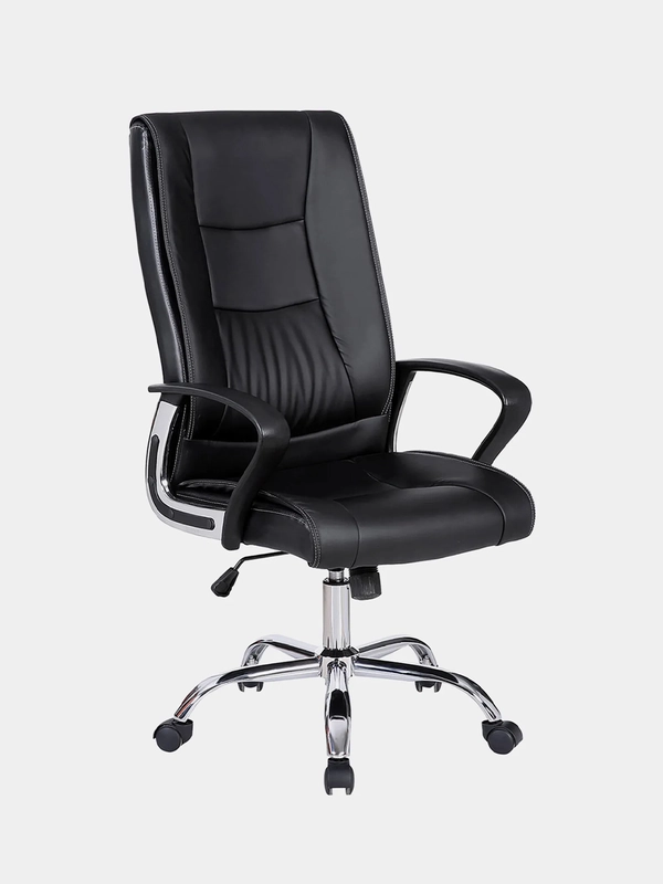 Кресло офисное BRABIX Forward EX-570, хром, экокожа, черное, 531837