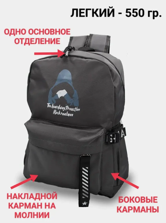 Серый рюкзак школьный для мальчика