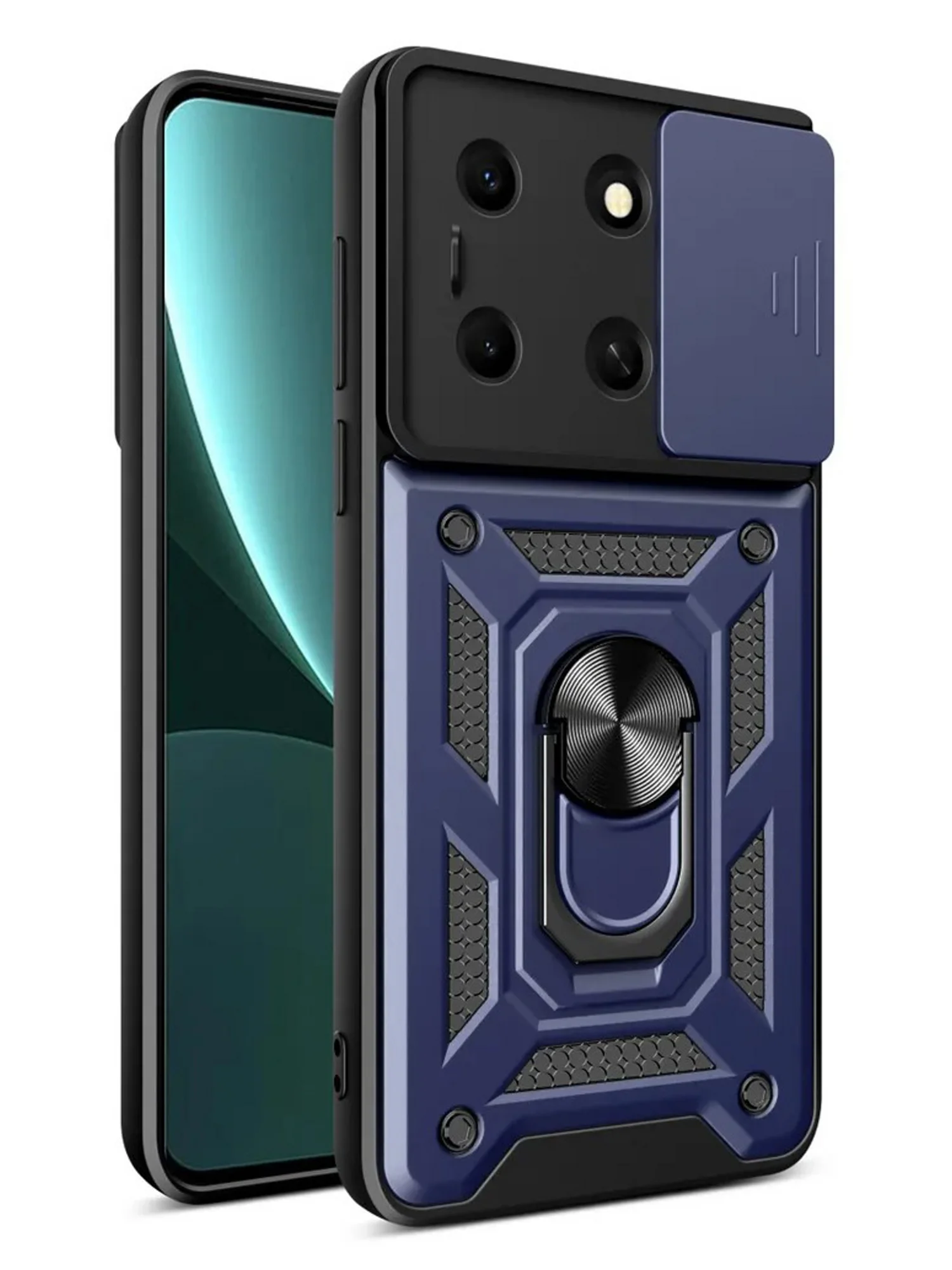 Темно-синий чехол противоударный armors для Infinix Note 30i / Инфиникс Ноте 30i с защитой камеры