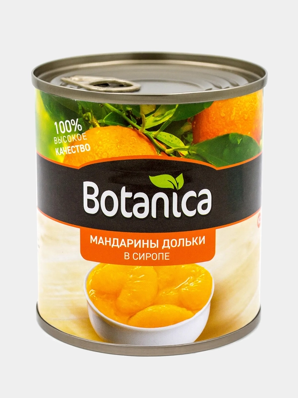 Мандарины консервированные Botanica, дольки в сиропе, с ключом, 314 мл