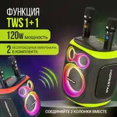 Портативная Bluetooth колонка HOPESTAR Party 130 c двумя микрофонами и RGB подсветкой