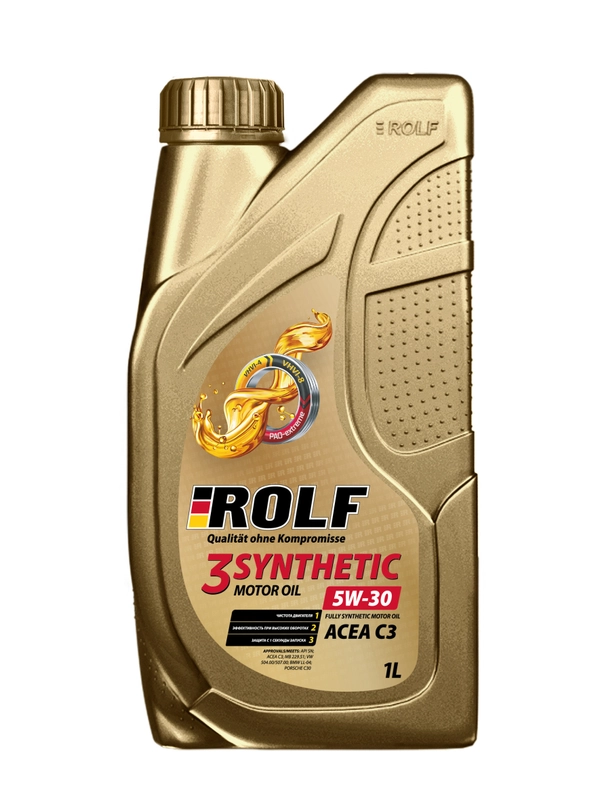 Моторное масло ROLF 3-SYNTHETIC 5W-30, ACEA С3, синтетическое, пластик, 1 л