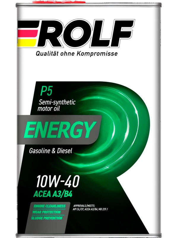 Моторное масло ROLF ENERGY SAE 10W-40, API SL/CF Полусинтетическое 1 л