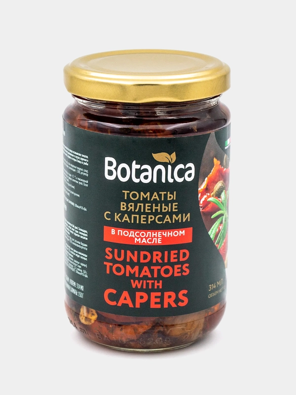 Томаты вяленые с каперсами Botanica в подсолнечном масле, 314 мл