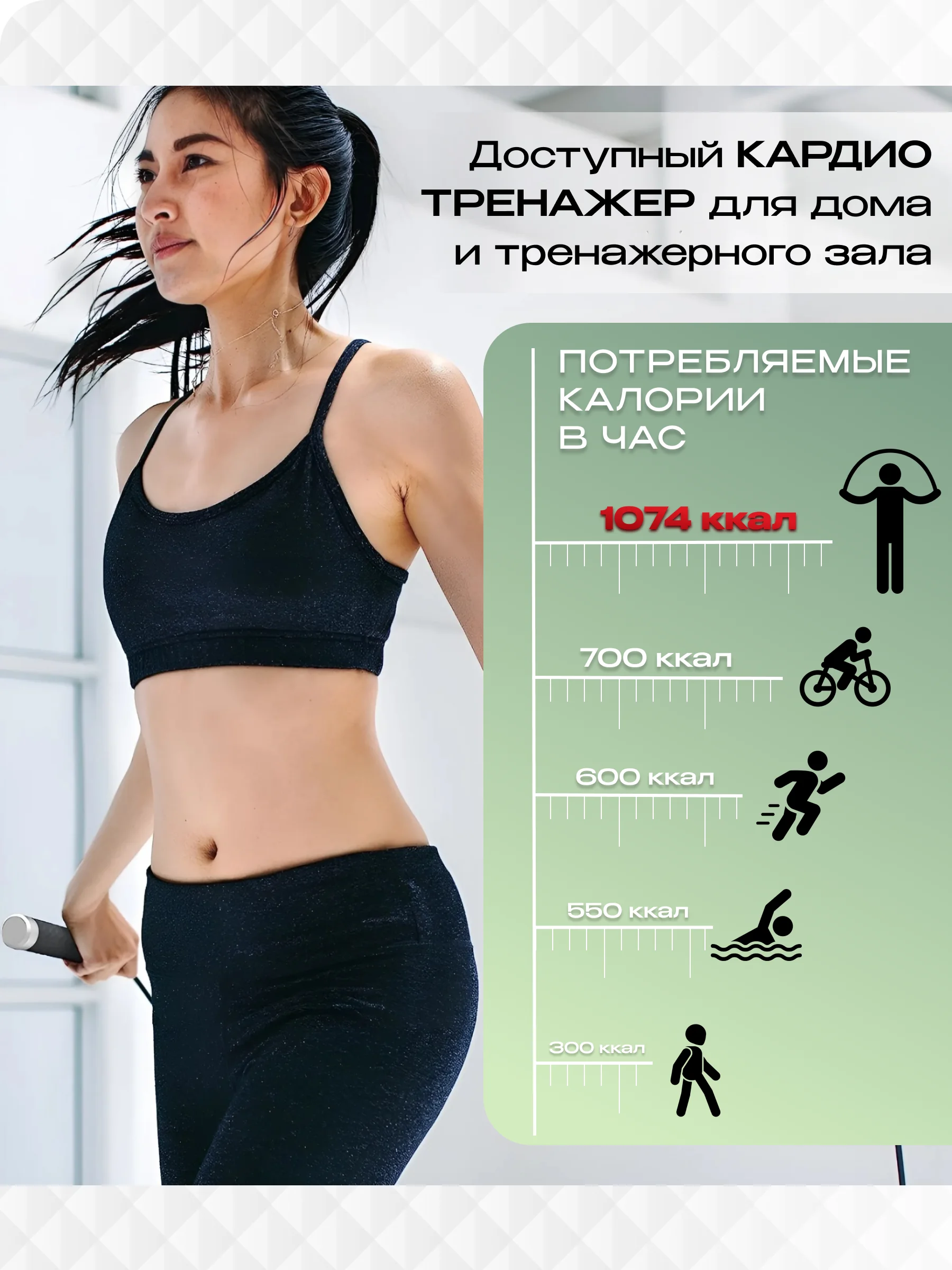 Скакалка, для фитнеса взрослая, PROIRON, скоростная, с утяжелителями, серая