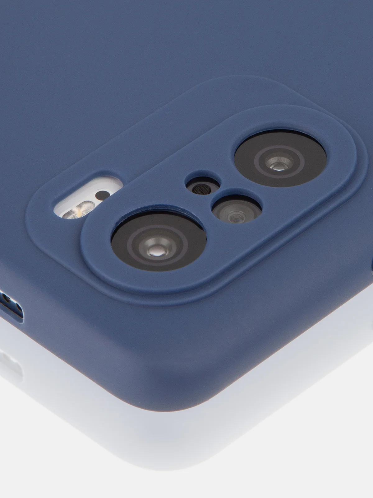 Синий чехол для Xiaomi Poco F3 силиконовый ROSCO матовый тонкий с бортиком, защитой вокруг камер