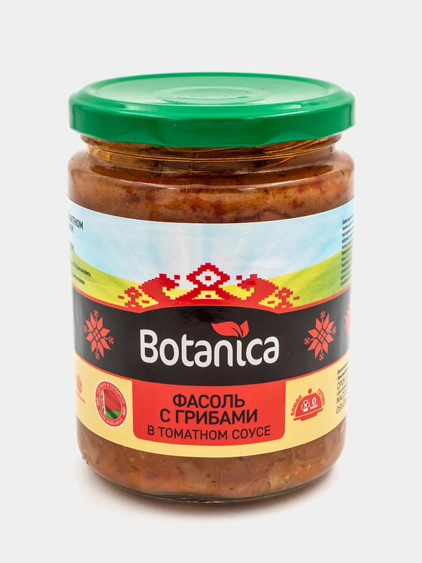 Фасоль с грибами в томатном соусе Botanica, с растительным маслом, 420 мл