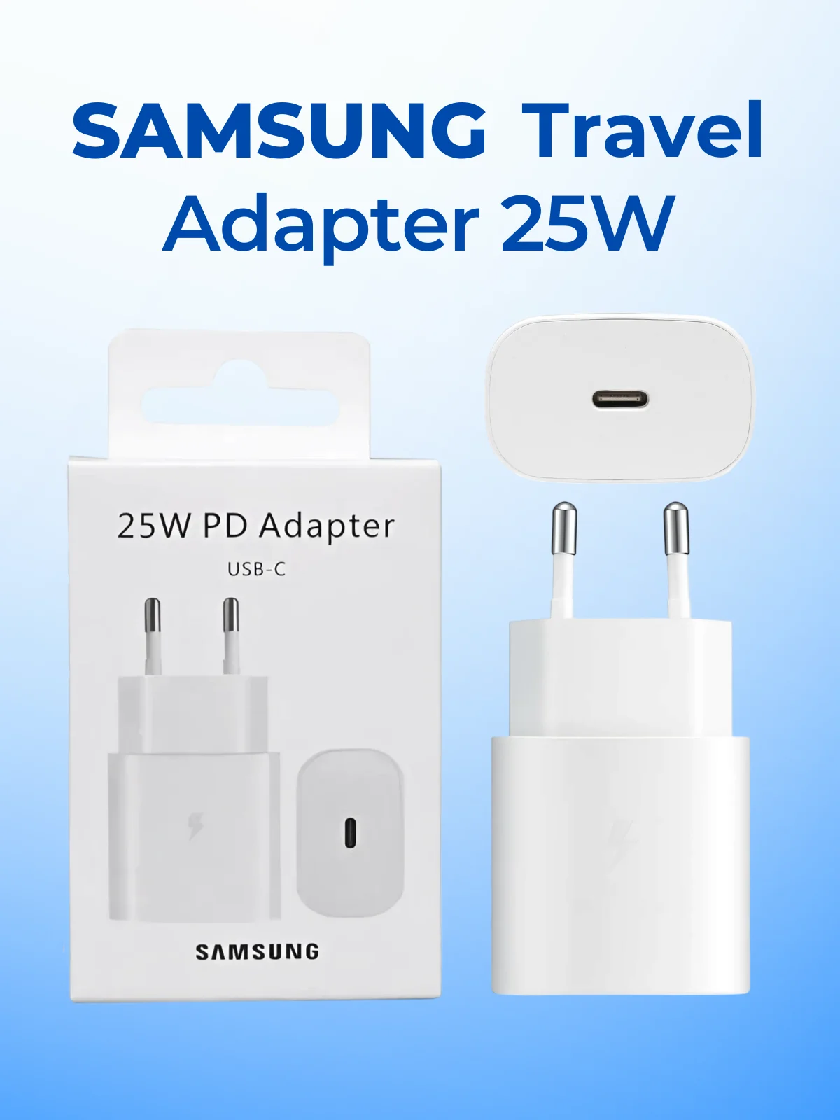 Белый сетевое зарядное устройство для Samsung TA800 Type-C,25W USB-C зарядка самсунг