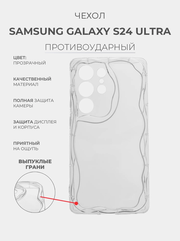 Чехол для Samsung Galaxy S24 Ultra (Самсунг Галакси С24 Ультра) прозрачный, противоударный