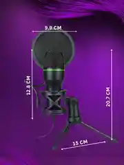 Черный конденсаторный компьютерный микрофон USB с RGB-подсветкой, проводной, настольный