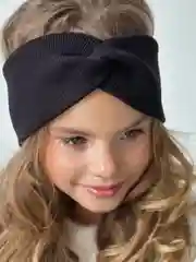 Черный повязка для девочки 5-14  лет.  Повязка демисезонная . Повязка трикотажная