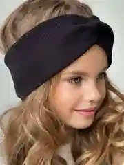 Черный повязка для девочки 5-14  лет.  Повязка демисезонная . Повязка трикотажная