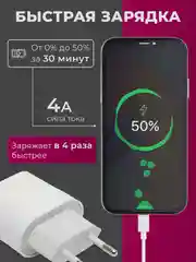 Блок питания для iPhone, 25w, с быстрой зарядкой, с кабелем Type-C - lightning, зарядка