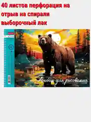Небесно-голубой альбом для рисования 40л А4 на скобе 50 видов/Хатбер
