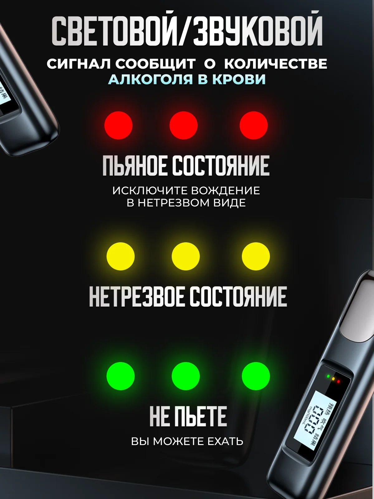 Алкотестер портативный персональный цифровой. Бесконтактный прибор для проверки алкоголя