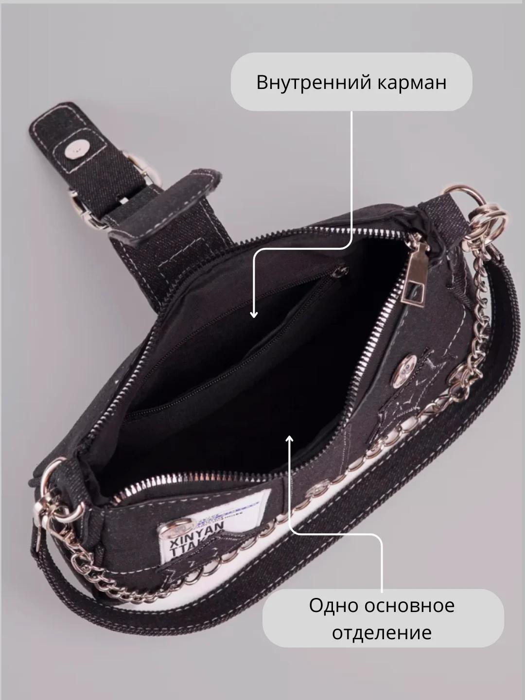 Черный сумка женская, сумка через плечо женская, сумка багет, сумка в стиле y2k