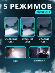 Фонарик аккумуляторный, тактический, ручной, светодиодный