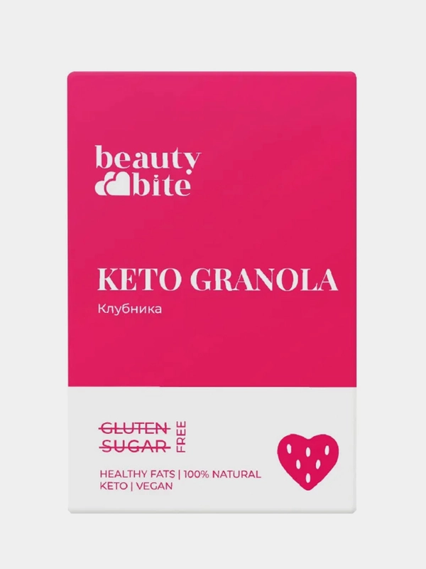Кето-гранола Beauty Bite низкоуглеводная, с клубникой, без сахара, 125 г