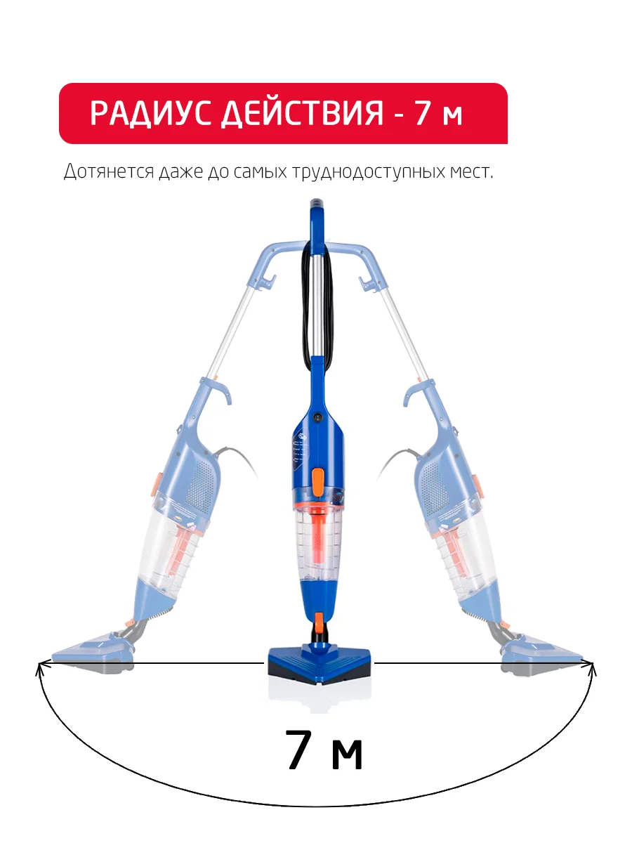 Синий вертикальный ручной пылесос Arnica Klik Klak, синий