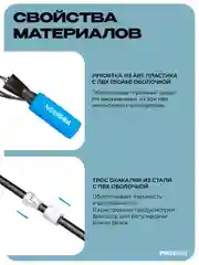 Скакалка, спортивная, PROIRON, для фитнеса, мягкая ручка, синяя