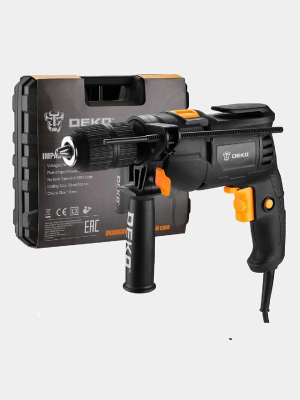 Дрель ударная сетевая DEKO DKID600W с быстрозажимным патроном, 600 Вт, 063-4162