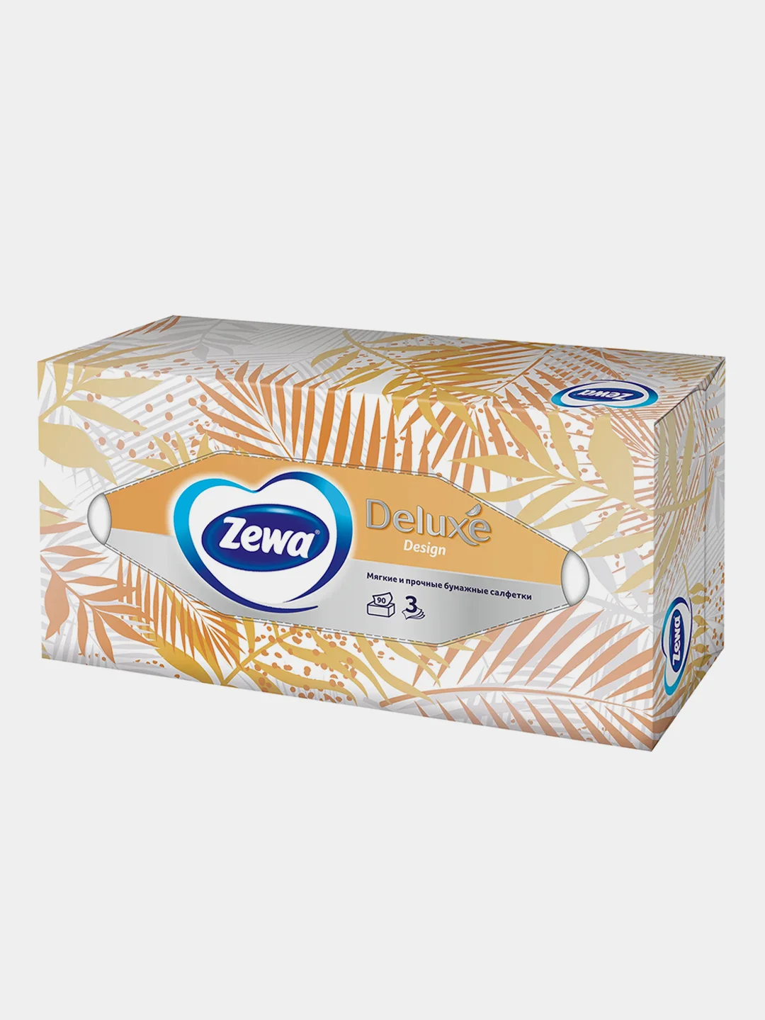 Салфетки Бумажные в коробке Zewa Deluxe Design, 3 слоя, 90 шт.