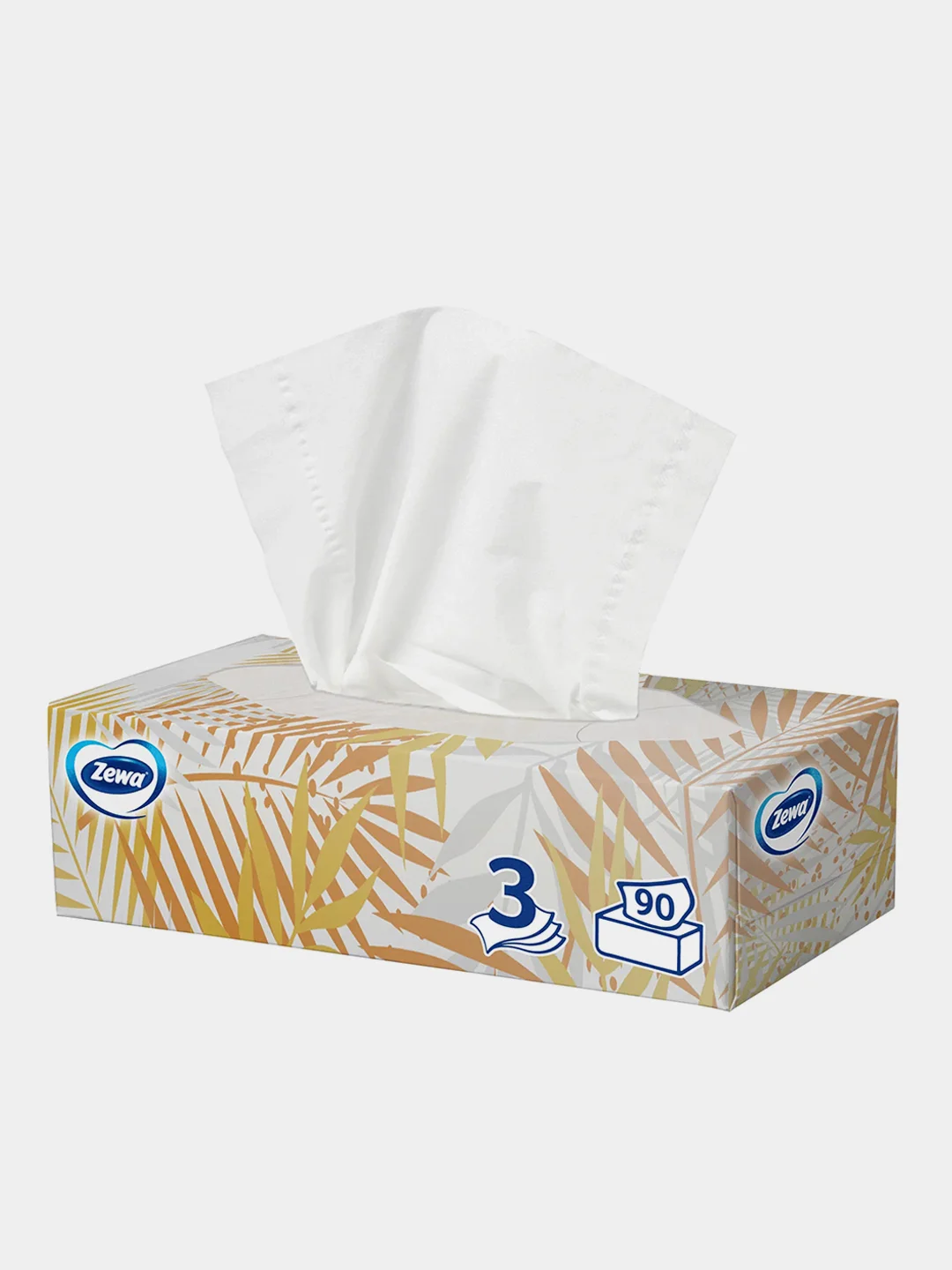 Салфетки Бумажные в коробке Zewa Deluxe Design, 3 слоя, 90 шт.