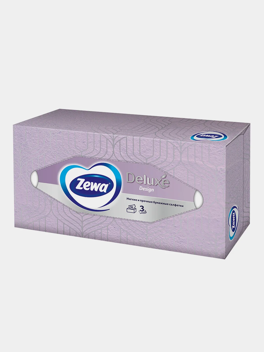 Салфетки Бумажные в коробке Zewa Deluxe Design, 3 слоя, 90 шт.
