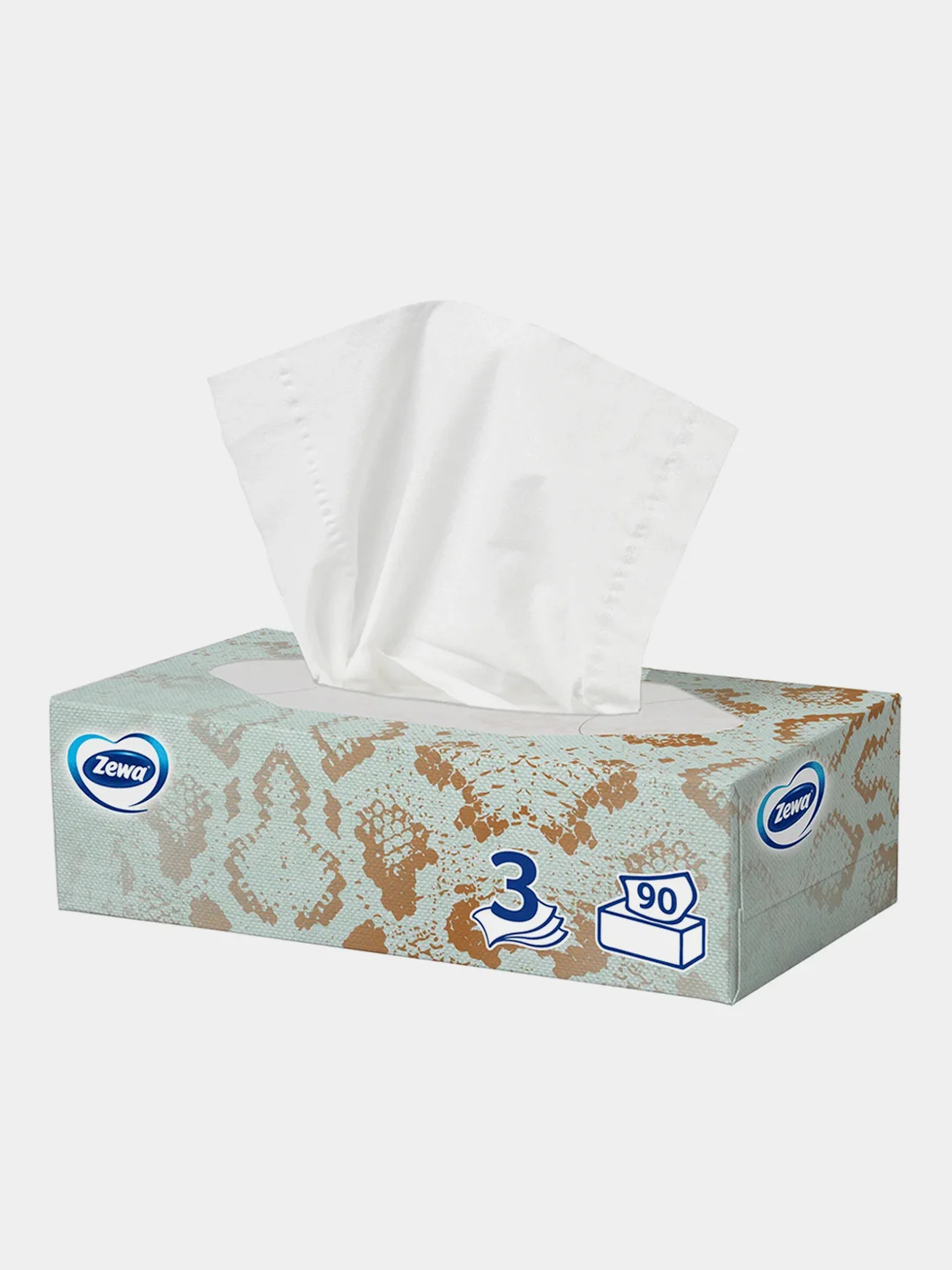 Салфетки Бумажные в коробке Zewa Deluxe Design, 3 слоя, 90 шт.