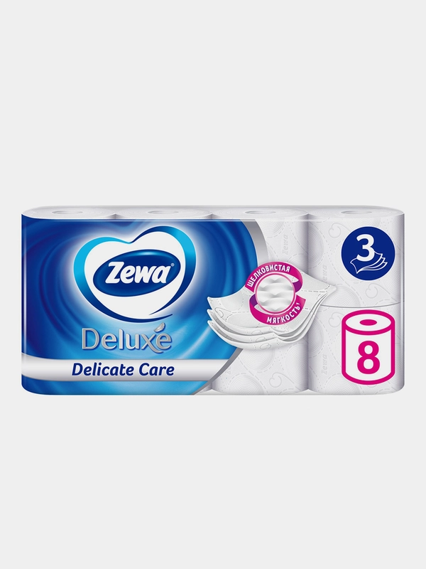 Туалетная бумага Zewa Deluxe Без аромата, 3 слоя, 8 рулонов