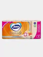 Туалетная бумага Zewa Deluxe, персик, 3 слоя, 8 рулонов
