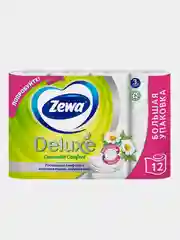 Туалетная бумага Zewa Deluxe Ромашка, 3 слоя, 12 рулонов