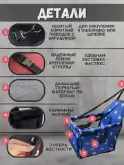 Синий автомобильное кресло для перевозки собак